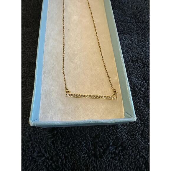 Touchstone Crystal By Swarovski Pave Bar Necklace Gold Rhodium NIB #4047NF - Picture 3 of 6